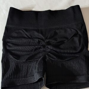 Women's Black Ribbed Bike Shorts
